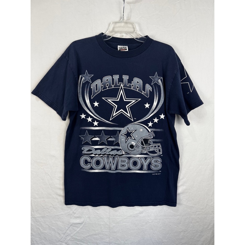 Vintage 1995 Dallas Cowboys NFL Tultex Navy Blue Graphic T-Shirt Mens Large L